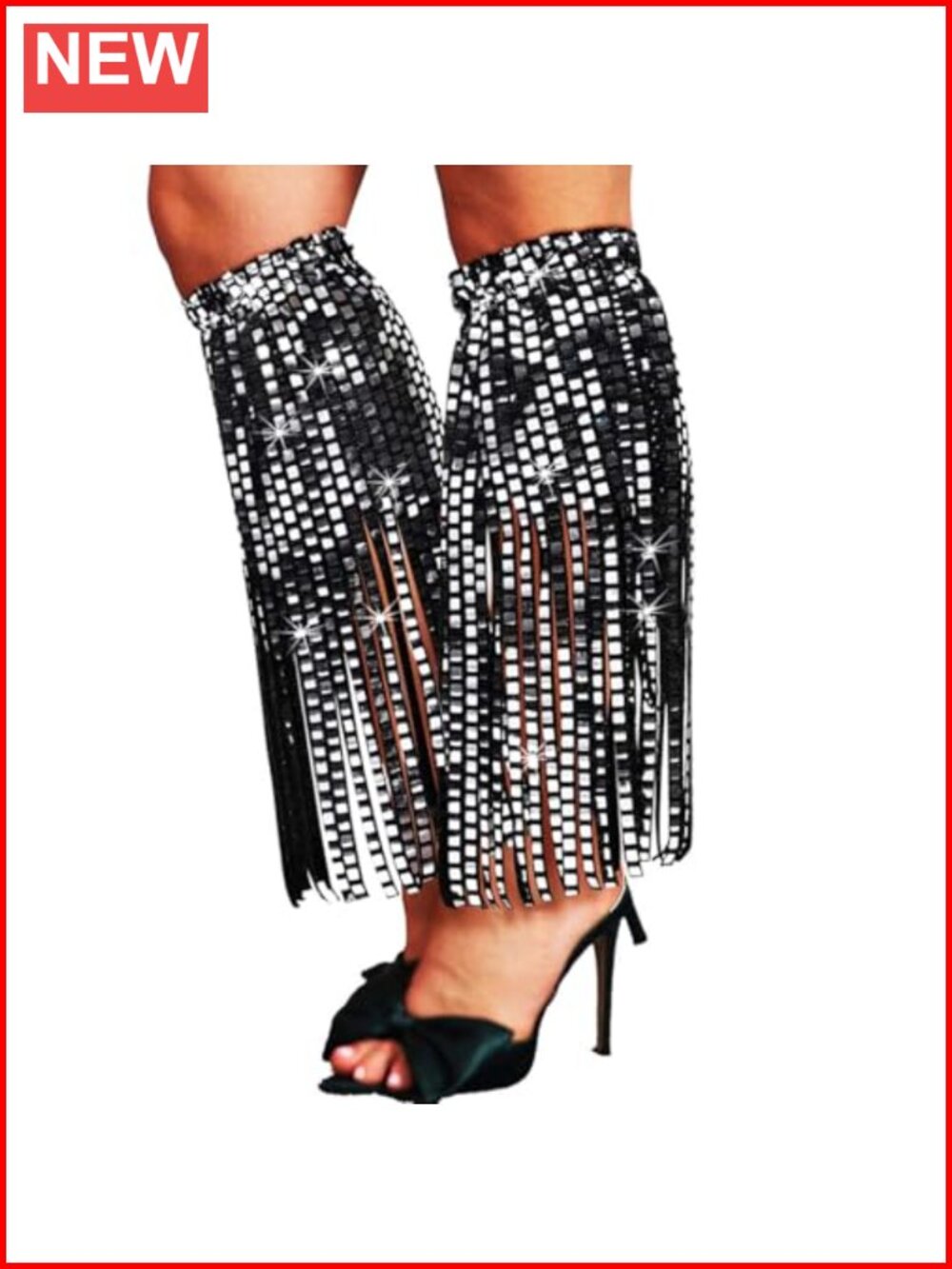 Fringe Sequin Leg Warmers Disco Glitter Rave Boot Covers for Women